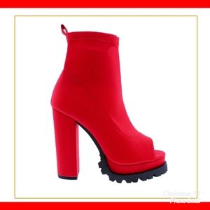 Red Platform Booties